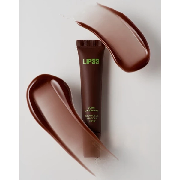 Блиск для губ з пептидамиз ароматом дубайського шоколаду