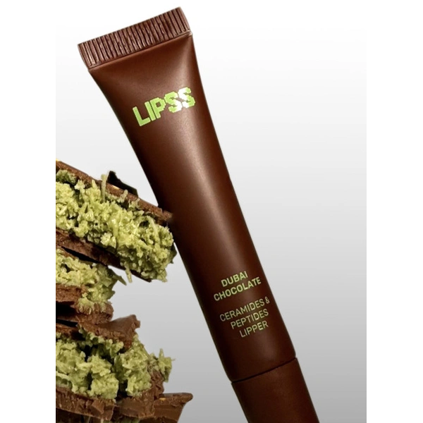 Блиск для губ з пептидамиз ароматом дубайського шоколаду
